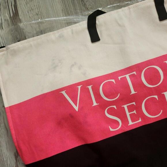 Victoria Secret Tote Bag Extra Large New With Defect Pink Black - Picture 4 of 8